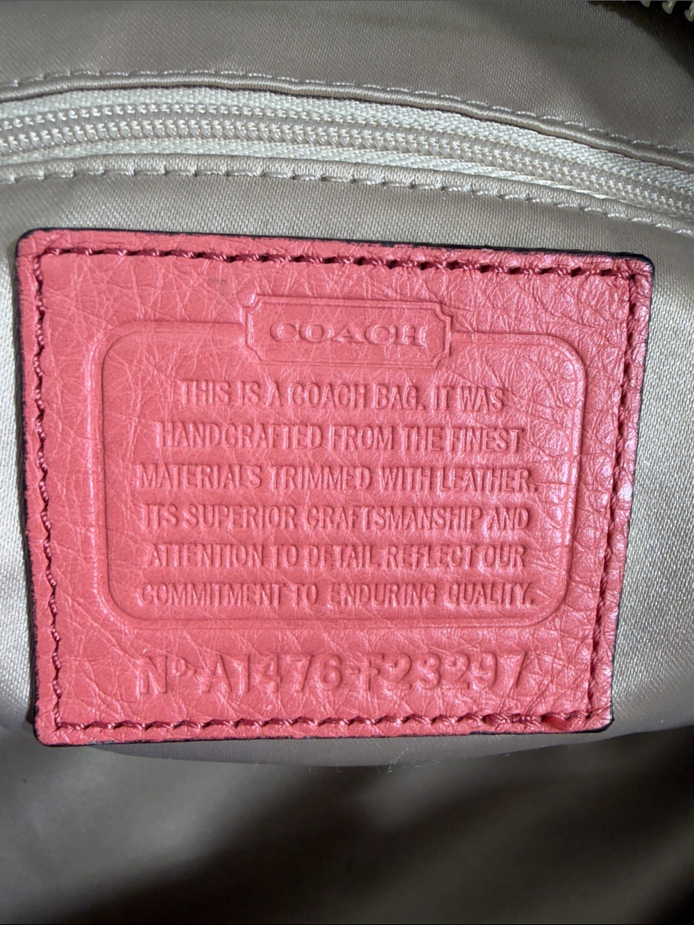 Coach Park Signature Carrie Tote in beautiful Khaki & Coral Orange! - Picture 5 of 10